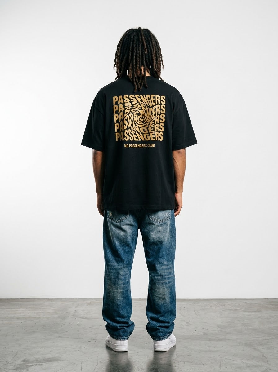 GOLDEN BLURRY Oversized Black T-shirt