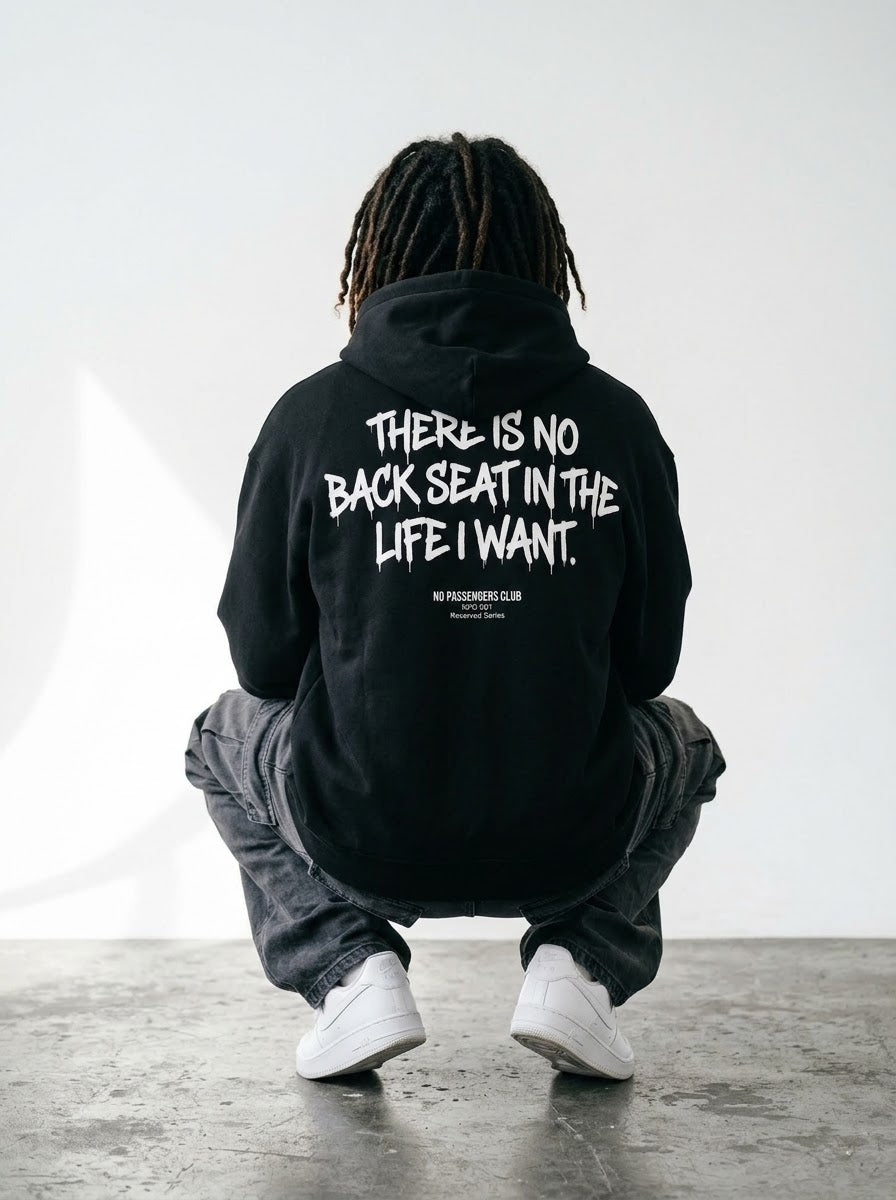NO BACKSEAT Relaxed Black Hoodie