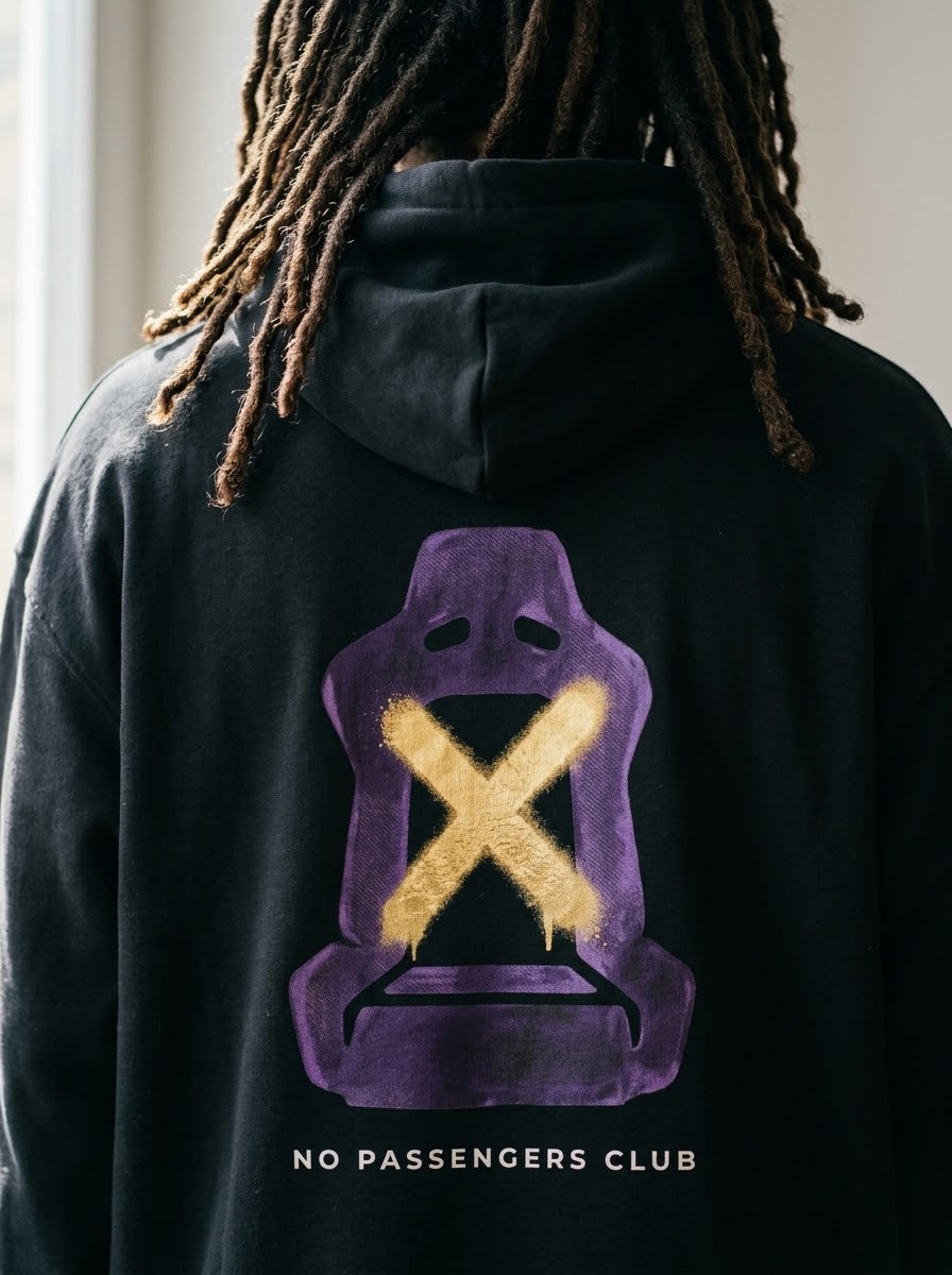 NO PASSENGERS SEAT Relaxed Black Hoodie