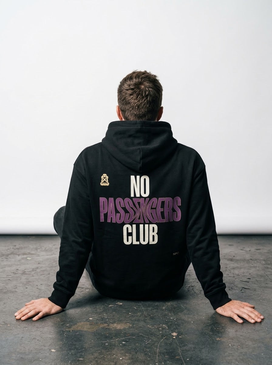 NO PASSENGERS VOID Relaxed Black Hoodie