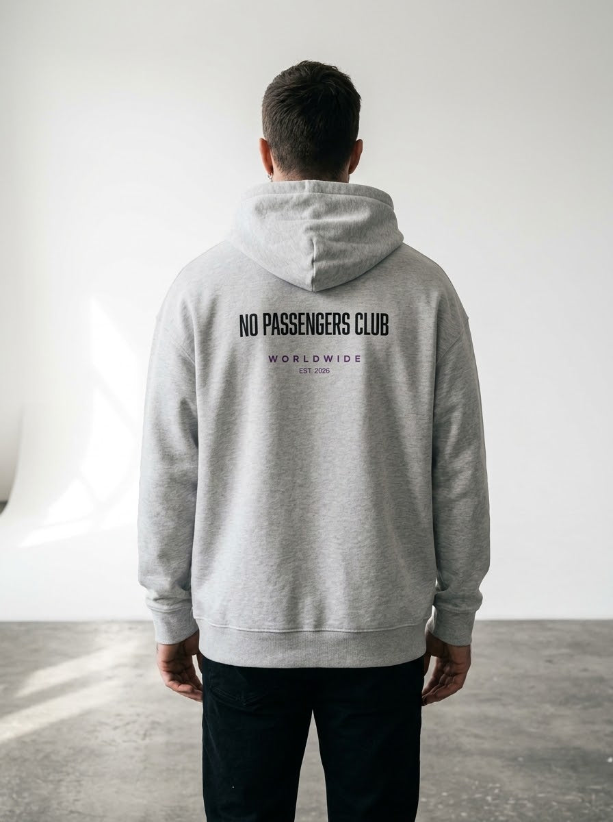 NO PASSENGERS BASIC Relaxed Grey Hoodie