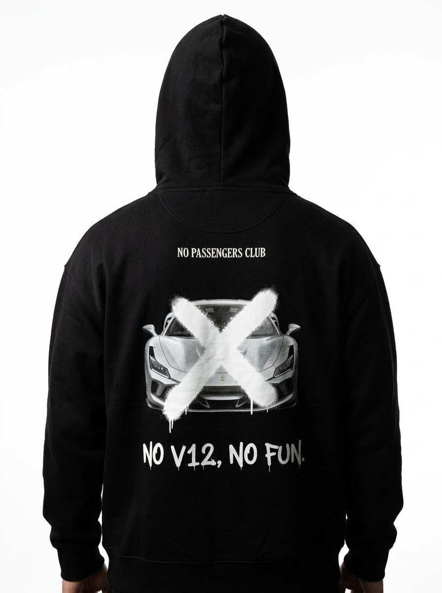 F8 NO FUN™ Relaxed Black Hoodie