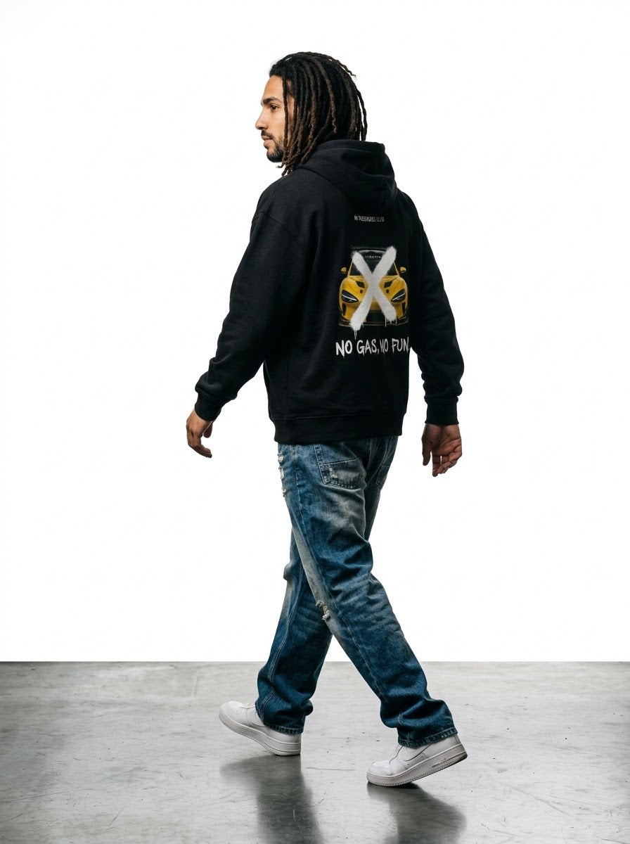 SU7 NO FUN™ Relaxed Black Hoodie