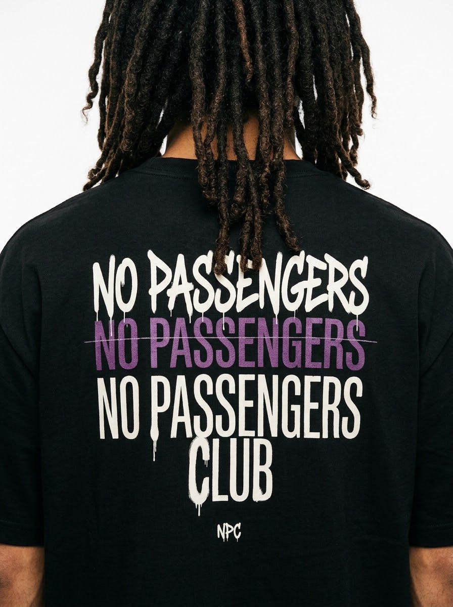 NO PASSENGERS 3X Oversized Black T-shirt