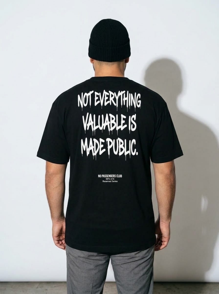 NOT EVERYTHING VALUABLE Oversized Black T-shirt