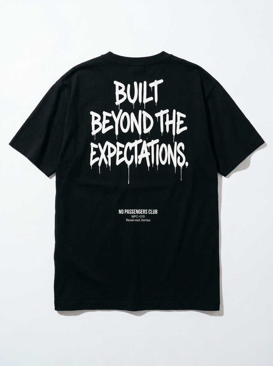 BEYOND EXPECTATIONS Oversized Black T-shirt