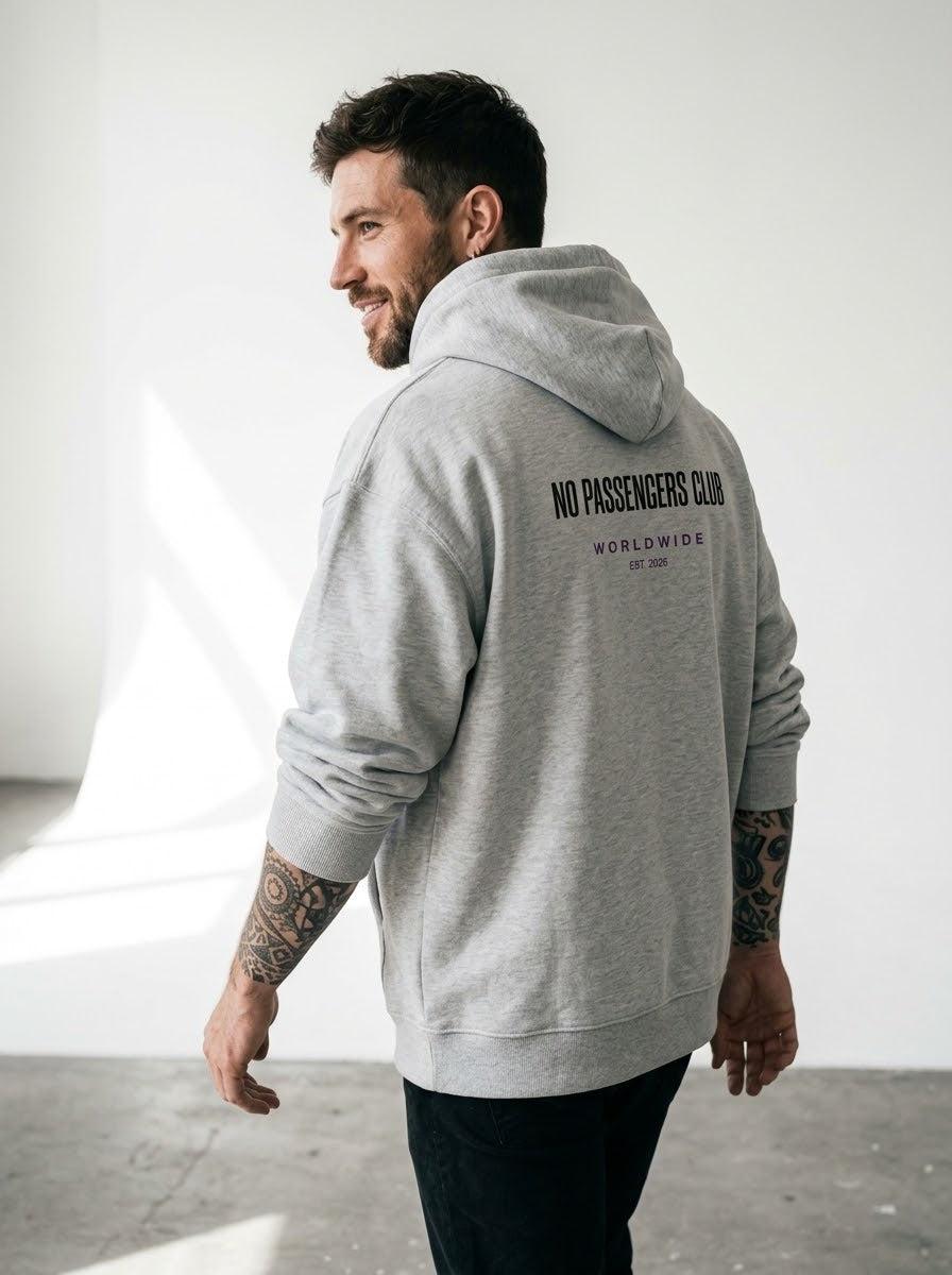 NO PASSENGERS BASIC Relaxed Grey Hoodie