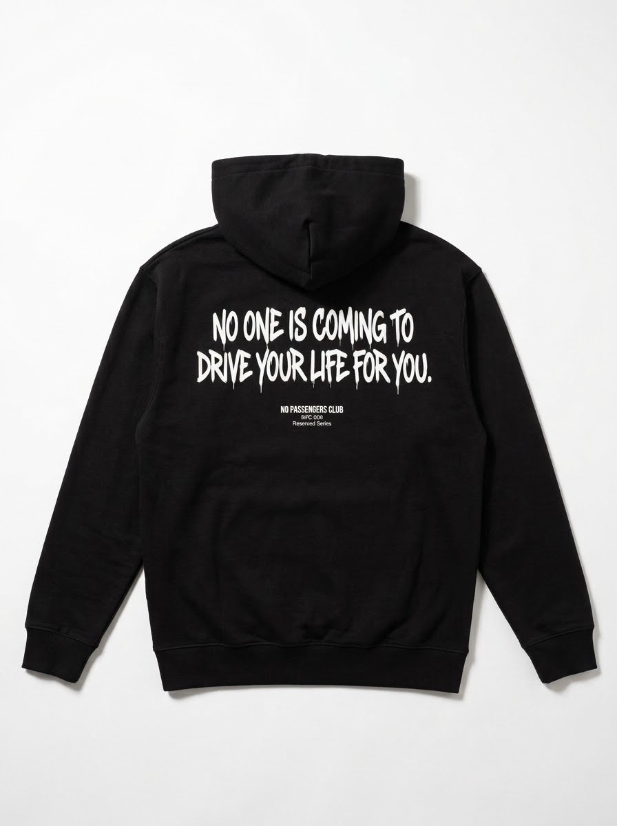 NO ONE IS COMING Relaxed Black Hoodie