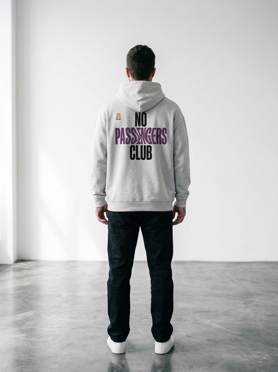 NO PASSENGERS VOID Relaxed Grey Hoodie