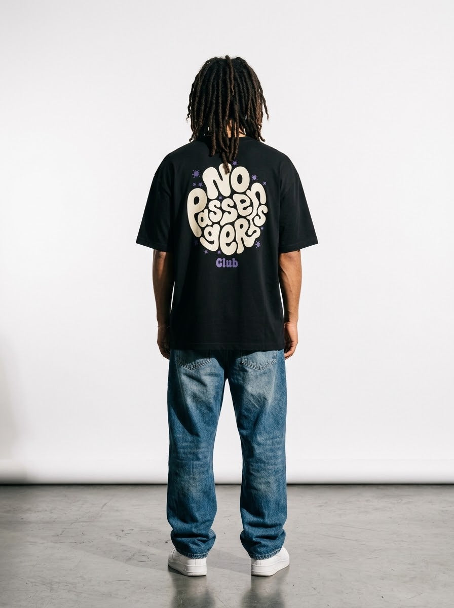 SOFT NO PASSENGERS Oversized Black T-shirt