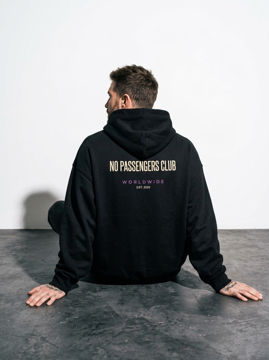 BASIC NO PASSENGERS Relaxed Black Hoodie