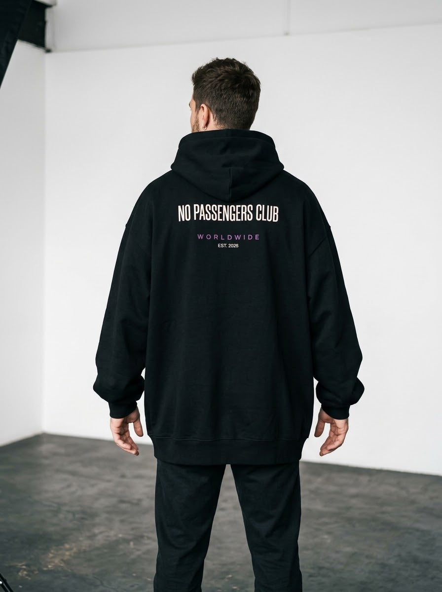 BASIC NO PASSENGERS Relaxed Black Hoodie