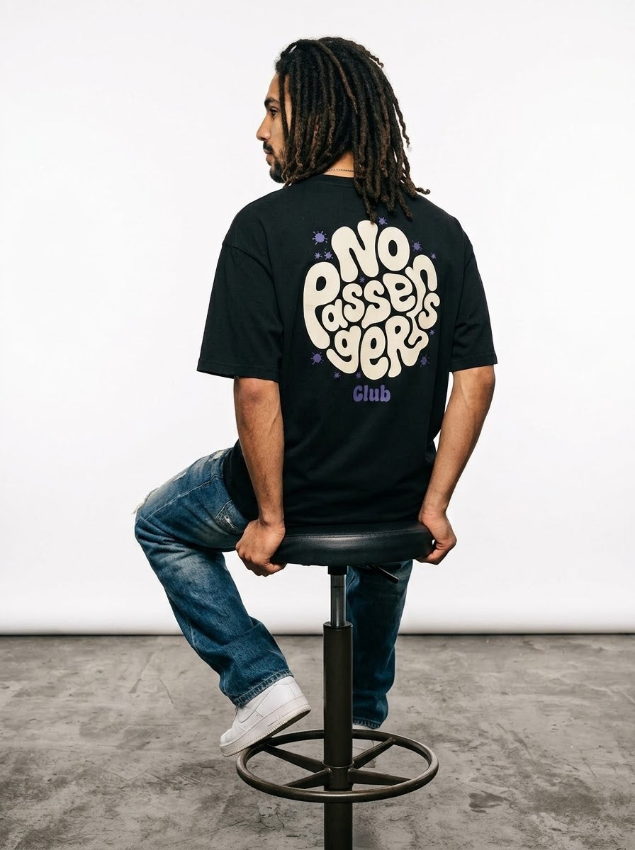 SOFT NO PASSENGERS Oversized Black T-shirt