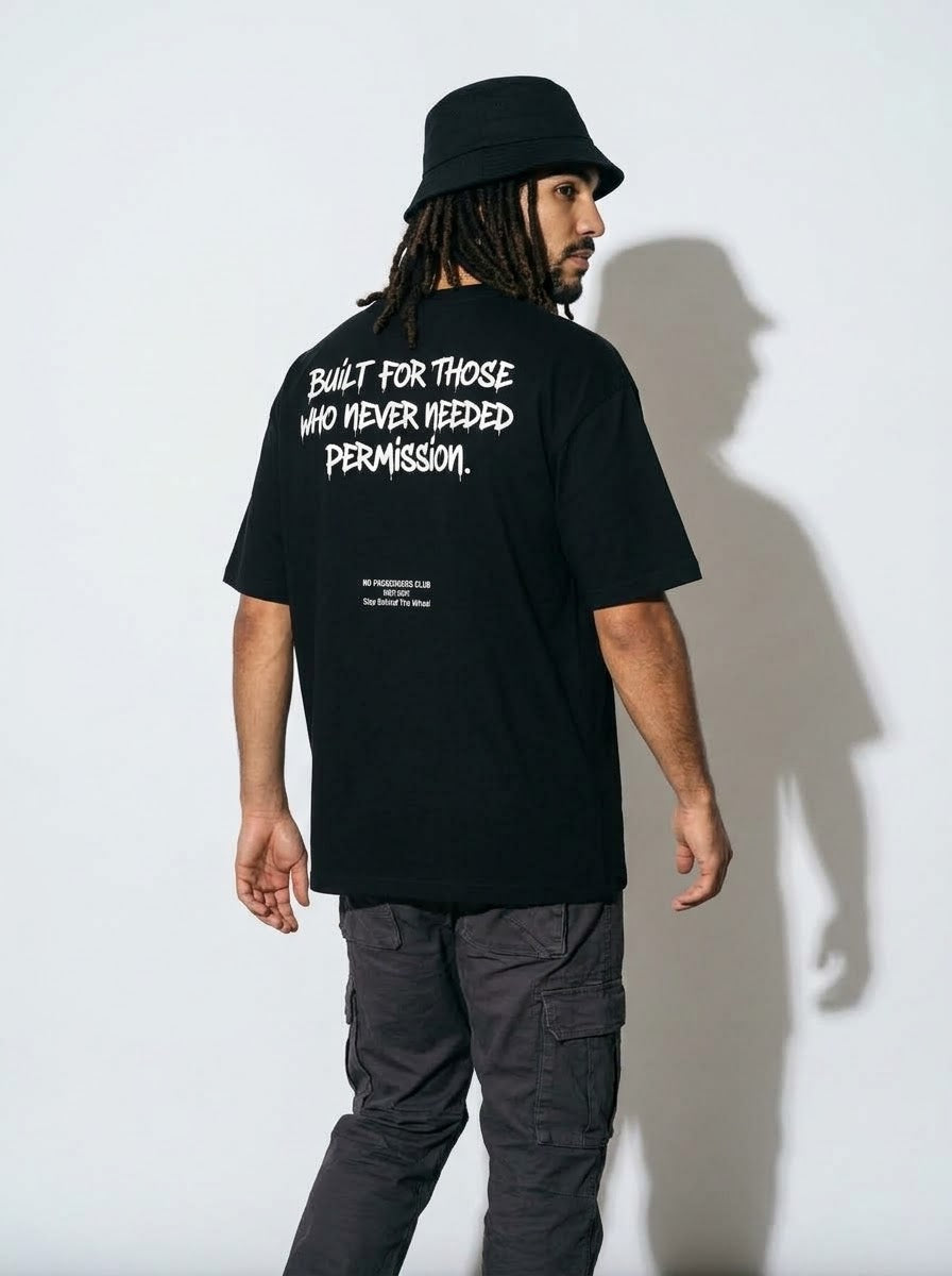 BUILT WITHOUT PERMISSION Oversized Black T-shirt